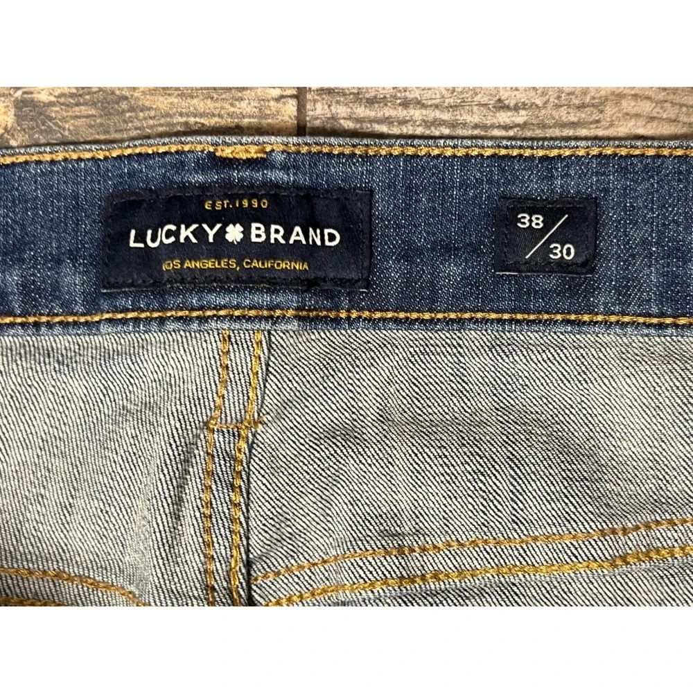 Lucky Brand 410 Athletic Slim Mens Jeans 38x30 Blue Denim Stretch Western‎ Stack